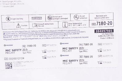 Halyard 7180-20 Percutaneous Endoscopic Gastrostomy (PEG) Kit, 20Fr (x)